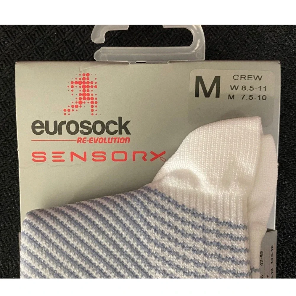 Eurosock Sensory Crew White Cloudy Compression Socks Size M Made in Italy NWT
